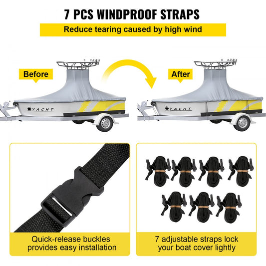 22-24 ft T-Top Boat Cover - Durable 600D Fabric for All-Weather Protection