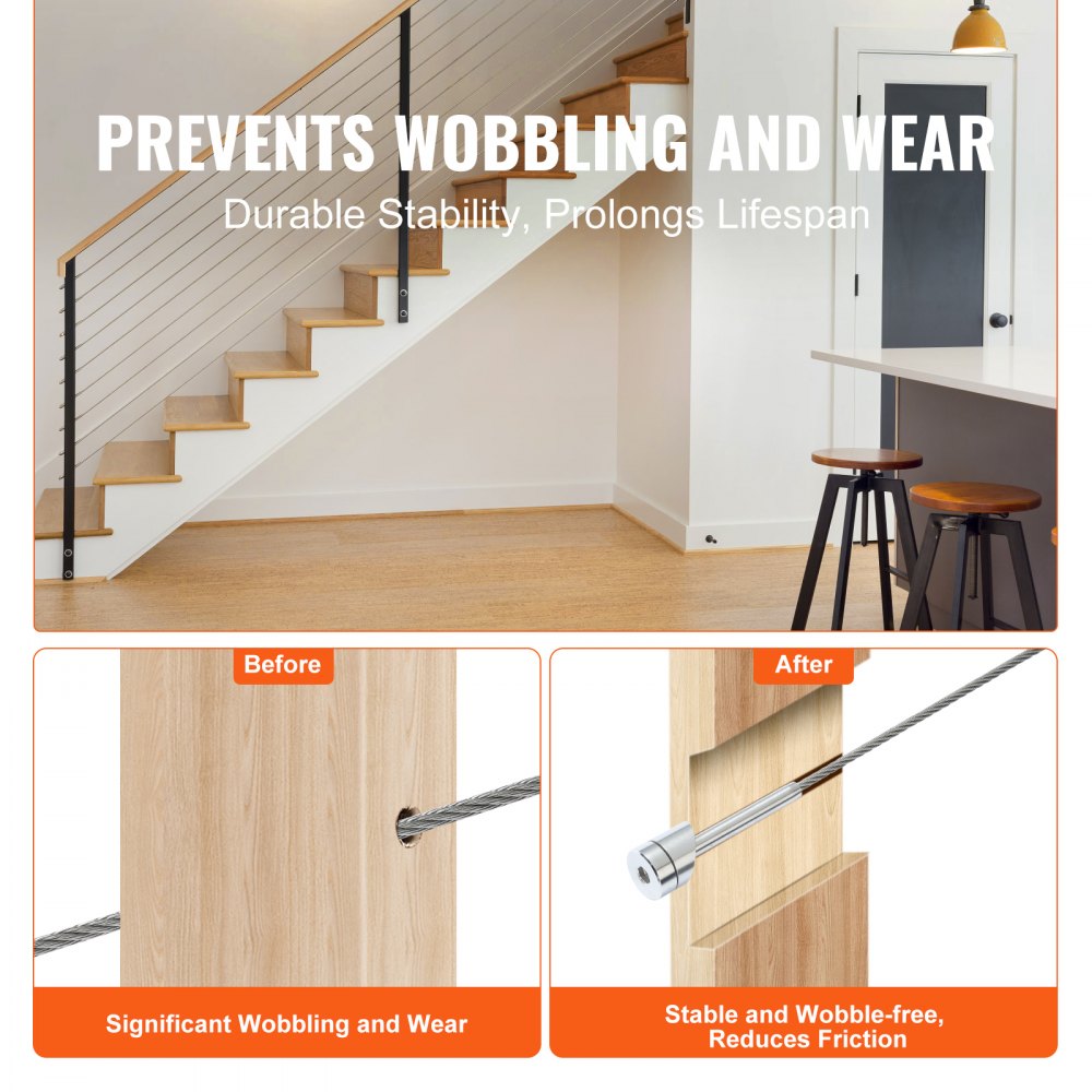 YXHF-1054+2021-1/8"-10 - T316 Stainless Steel Cable Railing Kit with Sleeves