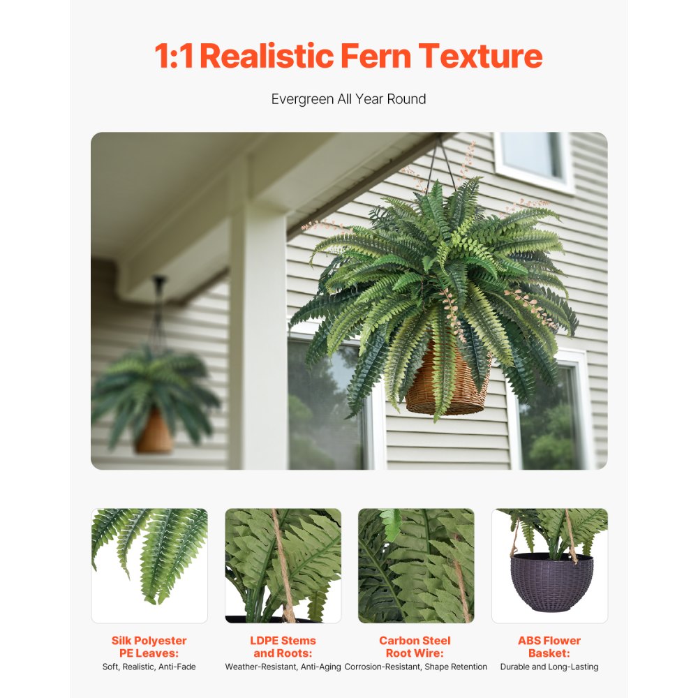 XH-G05 - Lifelike Large Artificial Boston Fern for Indoor & Outdoor Decor