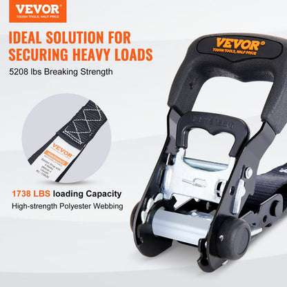 XMRS38-4 - Heavy-Duty 1.6" x 8' Ratchet Straps with Padded Handles