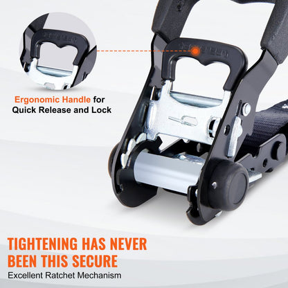 XMRS38-4 - Heavy-Duty 1.6" x 8' Ratchet Straps with Padded Handles