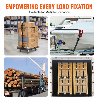 XMRS38-4 - Heavy-Duty 1.6" x 8' Ratchet Straps with Padded Handles