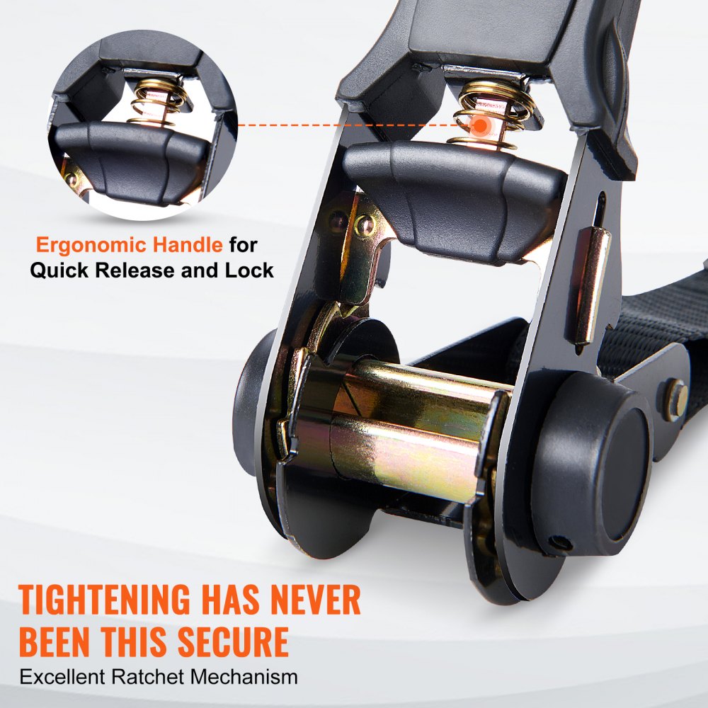 XMRS25-4 - 1"x15' Durable Ratchet Straps with Padded Handles and Spring Hooks