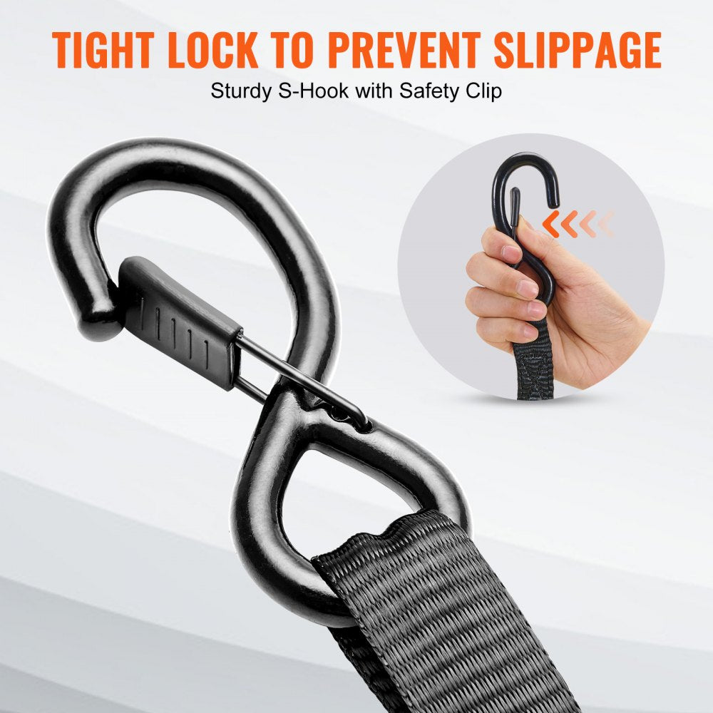 XMRS25-4 - 1"x15' Durable Ratchet Straps with Padded Handles and Spring Hooks