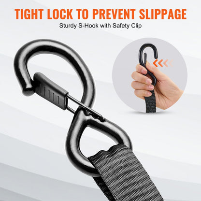 XMRS25-4 - 1"x15' Durable Ratchet Straps with Padded Handles and Spring Hooks