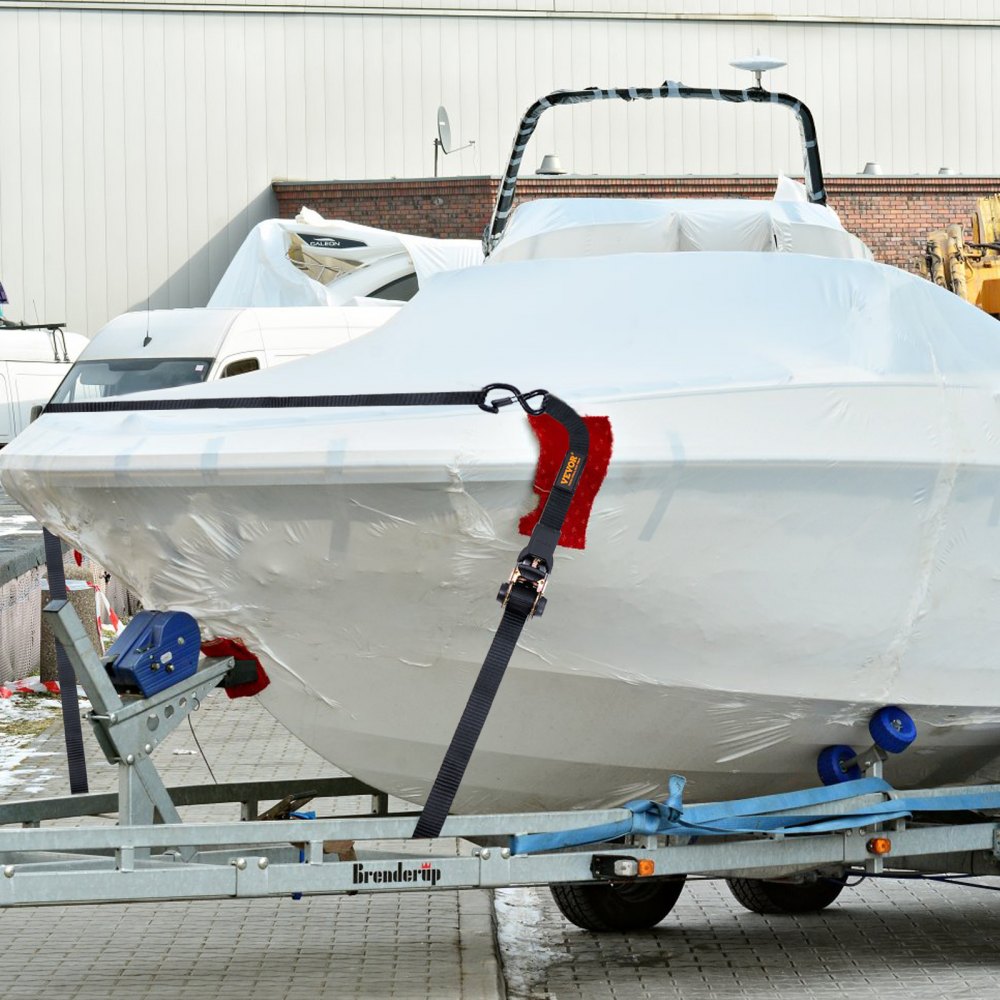 XMRS25-4 - 1"x15' Durable Ratchet Straps with Padded Handles and Spring Hooks