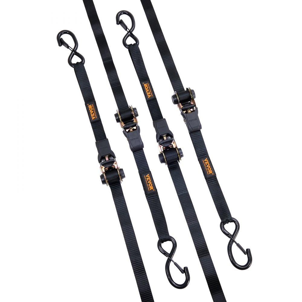 XMRS25-4 - 1"x15' Durable Ratchet Straps with Padded Handles and Spring Hooks