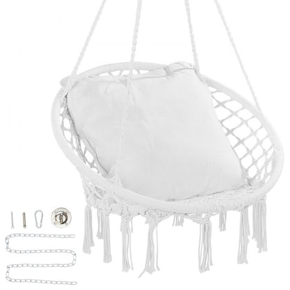 HR-HC-02 - Comfortable Macramé Hanging Chair for Indoor & Outdoor Relaxation