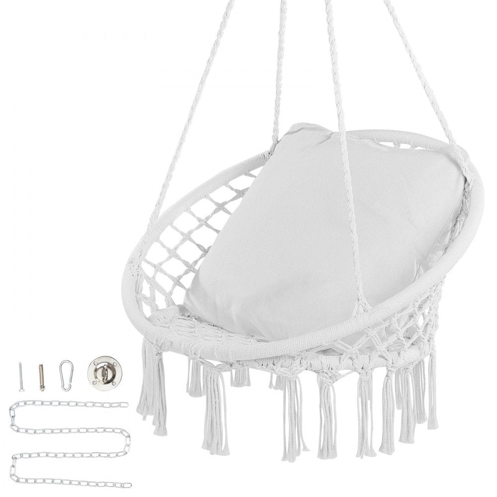 HR-HC-02 - Comfortable Macramé Hanging Chair for Indoor & Outdoor Relaxation