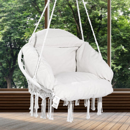 HR-HC-03 - Durable Macramé Hanging Chair for Indoor & Outdoor Relaxation