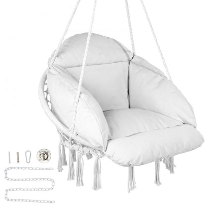 HR-HC-03 - Durable Macramé Hanging Chair for Indoor & Outdoor Relaxation