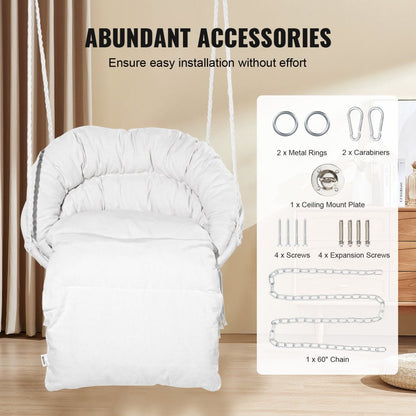 HR-HC-04 - Boho Macramé Hanging Chair with Cushion for Indoor & Outdoor Use