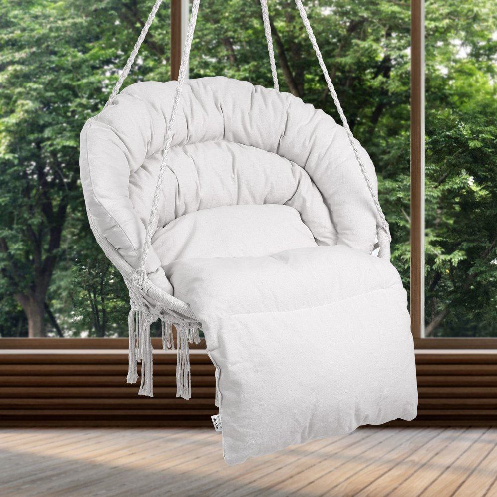 HR-HC-04 - Boho Macramé Hanging Chair with Cushion for Indoor & Outdoor Use