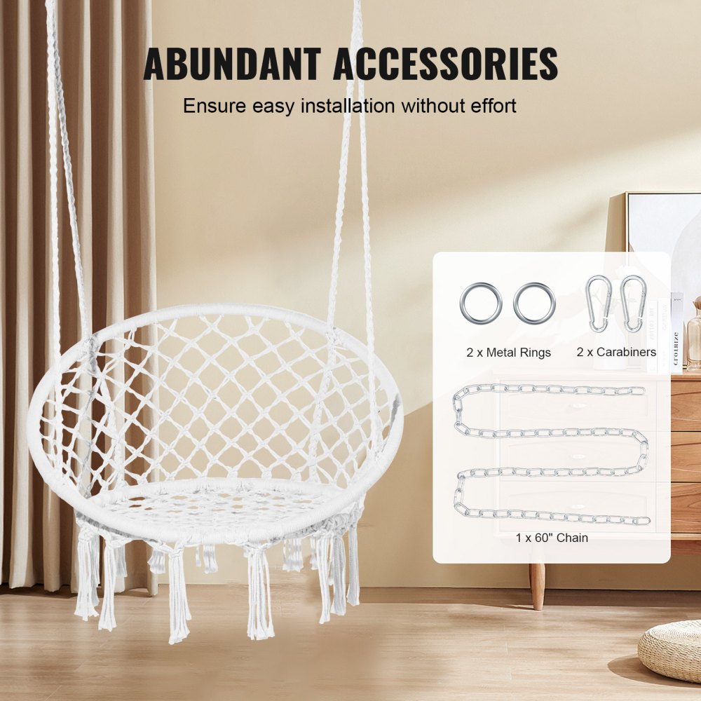 HR-HC-05 - Ergonomic Woven Rope Swing Chair for Indoor & Outdoor Relaxation