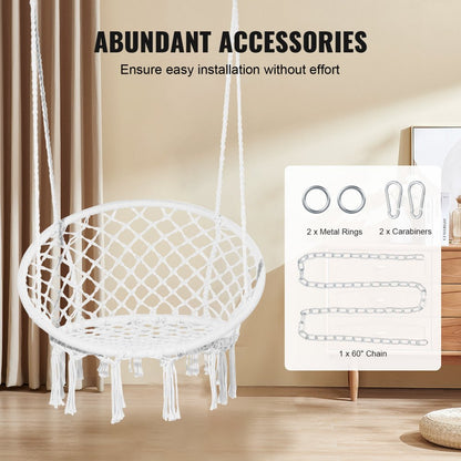 HR-HC-05 - Ergonomic Woven Rope Swing Chair for Indoor & Outdoor Relaxation