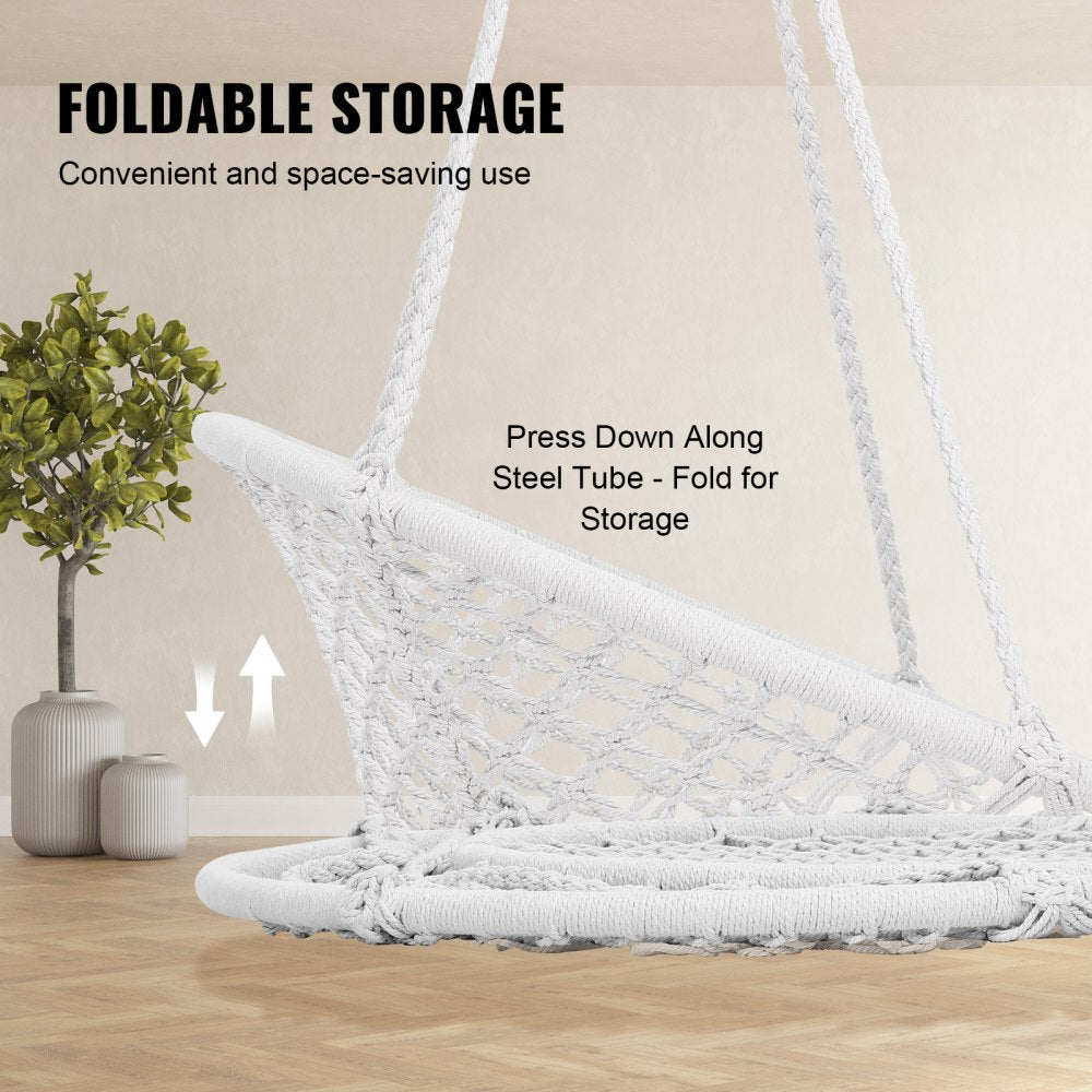 HR-HC-05 - Ergonomic Woven Rope Swing Chair for Indoor & Outdoor Relaxation