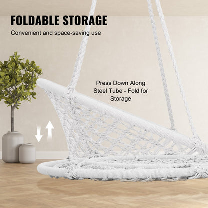 HR-HC-05 - Ergonomic Woven Rope Swing Chair for Indoor & Outdoor Relaxation