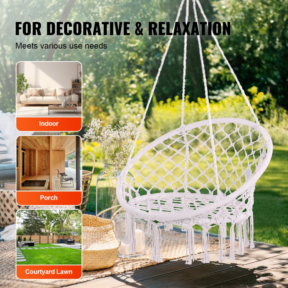 HR-HC-05 - Ergonomic Woven Rope Swing Chair for Indoor & Outdoor Relaxation