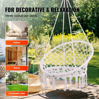 HR-HC-05 - Ergonomic Woven Rope Swing Chair for Indoor & Outdoor Relaxation