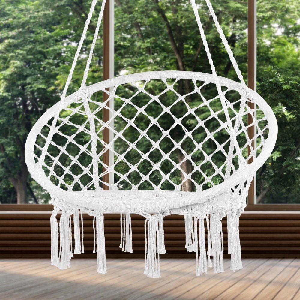 HR-HC-05 - Ergonomic Woven Rope Swing Chair for Indoor & Outdoor Relaxation