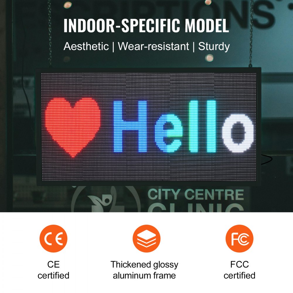 P5-64128RGB - Customizable 27"x14" LED Sign with WiFi & USB Control
