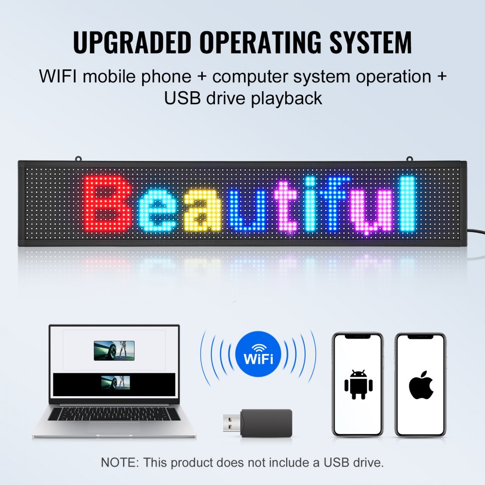 P10-1696RGB - 39" x 7.5" Bright Programmable LED Sign with Custom Text