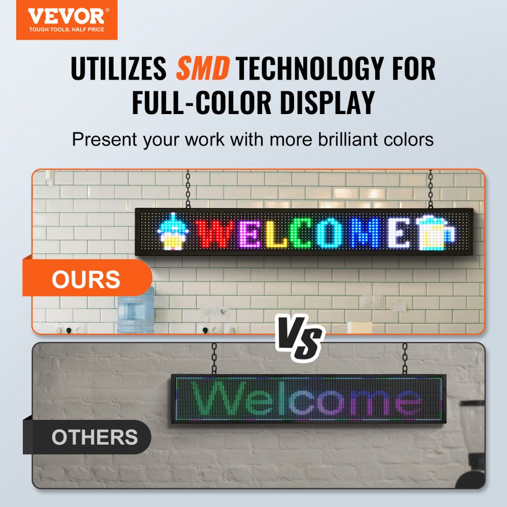 P10-16128RGB - Vibrant 52"x8" Programmable LED Sign for Events & Shops