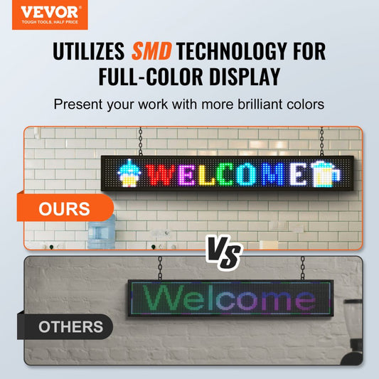 P10-16128RGB - Vibrant 52"x8" Programmable LED Sign for Events & Shops