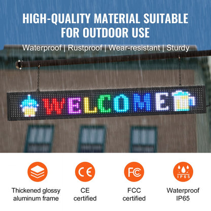 P10-16128RGB - Vibrant 52"x8" Programmable LED Sign for Events & Shops