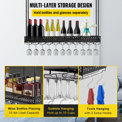 XR-JBJ001 - Adjustable Ceiling Wine Glass Rack for Bottles and Goblets