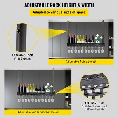 XR-JBJ001 - Adjustable Ceiling Wine Glass Rack for Bottles and Goblets