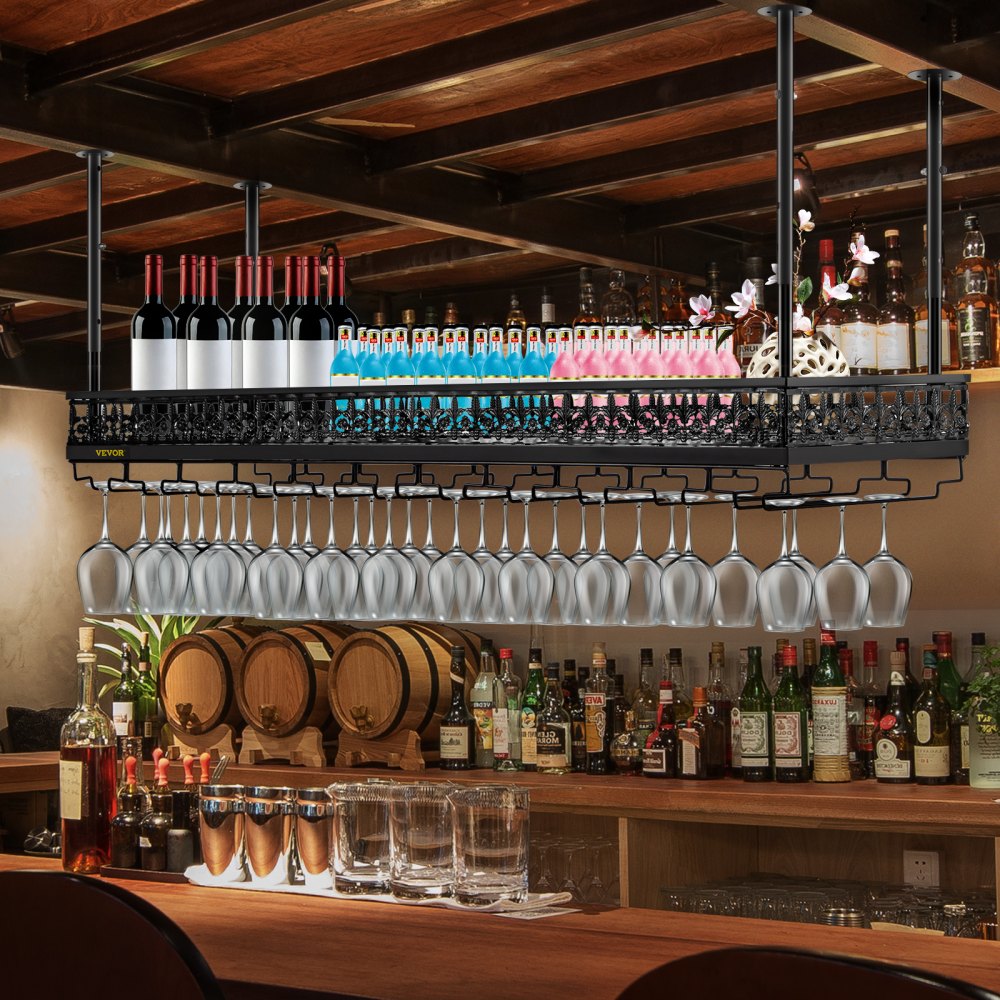 XR-JBJ001 - Adjustable Ceiling Wine Glass Rack for Bottles and Goblets