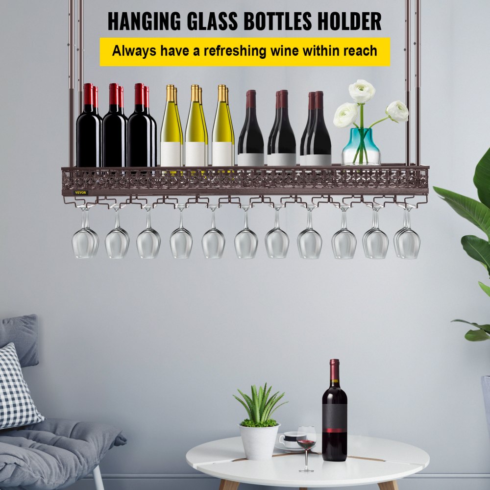 XR-JBJ004 - Adjustable Ceiling Wine Glass Rack with Safety Guardrail