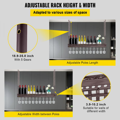 XR-JBJ004 - Adjustable Ceiling Wine Glass Rack with Safety Guardrail