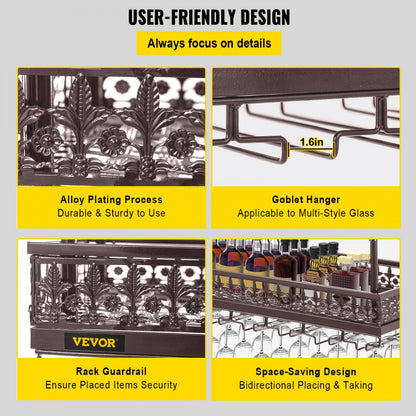 XR-JBJ004 - Adjustable Ceiling Wine Glass Rack with Safety Guardrail