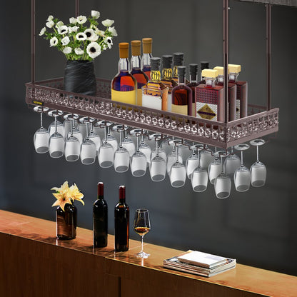 XR-JBJ004 - Adjustable Ceiling Wine Glass Rack with Safety Guardrail