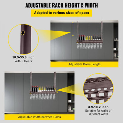 XR-JBJ002 - Adjustable Wine Glass Rack, Holds 33lbs, 18.9-35.8" Tall