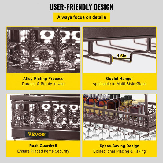 XR-JBJ002 - Adjustable Wine Glass Rack, Holds 33lbs, 18.9-35.8" Tall