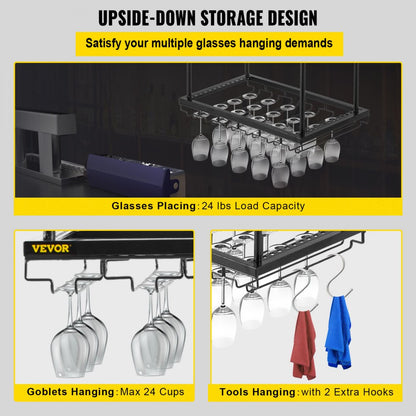 XR-JBJ005 - Adjustable Ceiling Wine Glass Rack for 33 lbs Capacity