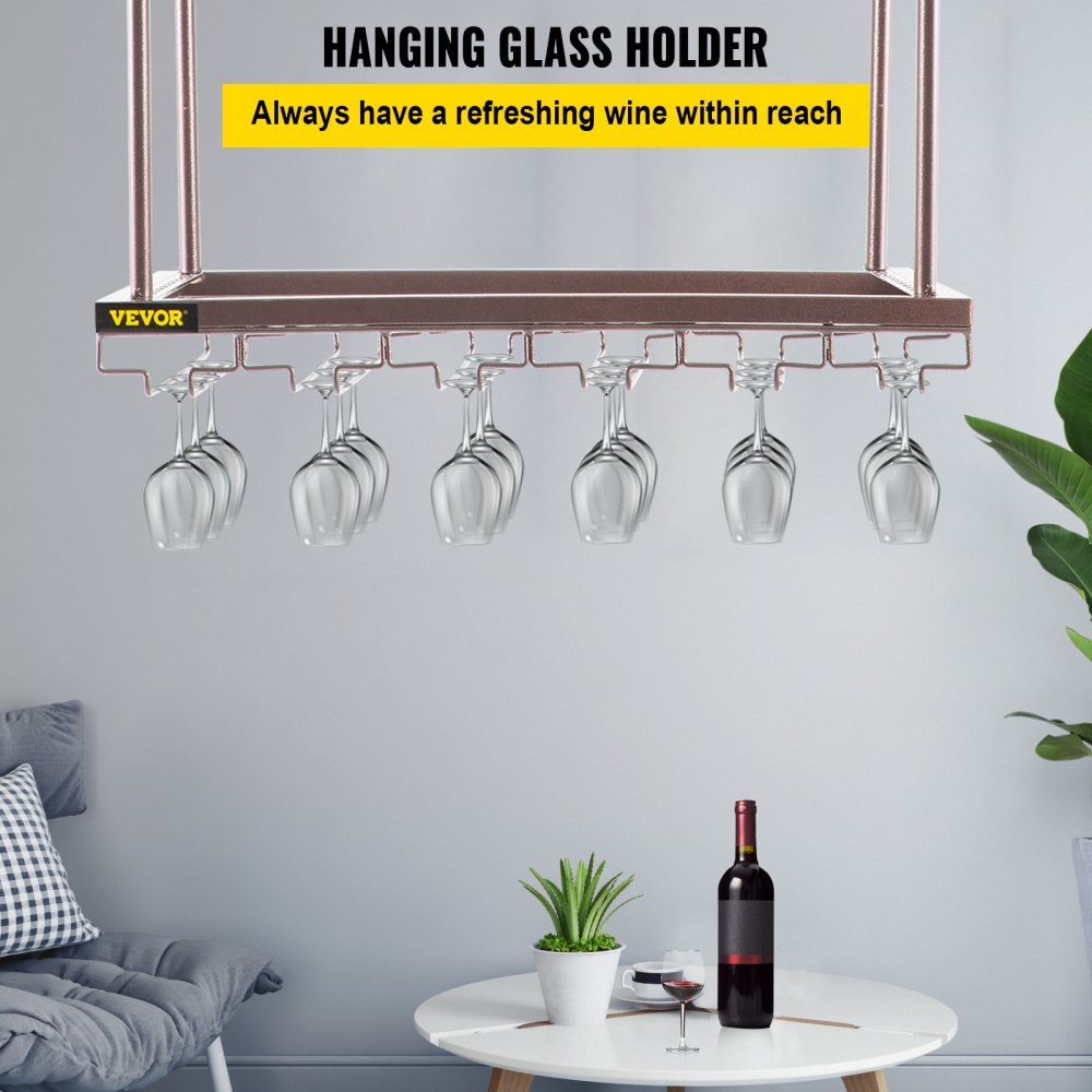 XR-JBJ006 - Adjustable Ceiling Wine Glass Rack, Holds 33 lbs of Goblets