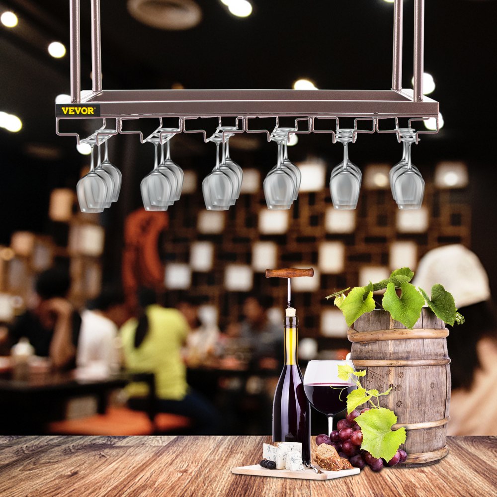XR-JBJ006 - Adjustable Ceiling Wine Glass Rack, Holds 33 lbs of Goblets