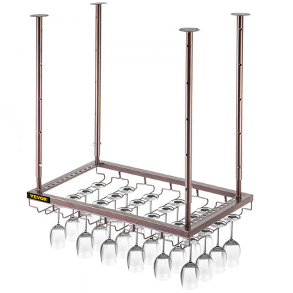 XR-JBJ006 - Adjustable Ceiling Wine Glass Rack, Holds 33 lbs of Goblets
