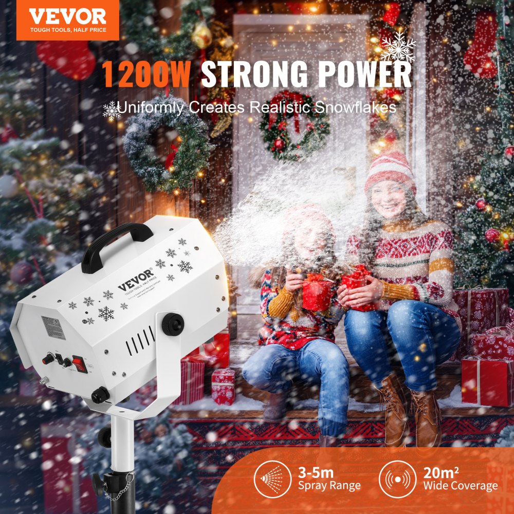 LM-M-1200 - 1200W VEVOR Adjustable Snow Machine, 3-5m Range