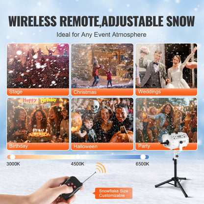 LM-M-1200 - 1200W VEVOR Adjustable Snow Machine, 3-5m Range