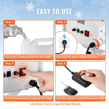 LM-M-1200 - 1200W VEVOR Adjustable Snow Machine, 3-5m Range