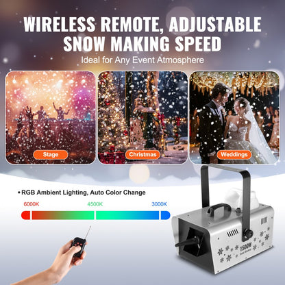 LM-M-1500 - 1500W VEVOR Snow Machine with 5L Tank & 3-5m Range