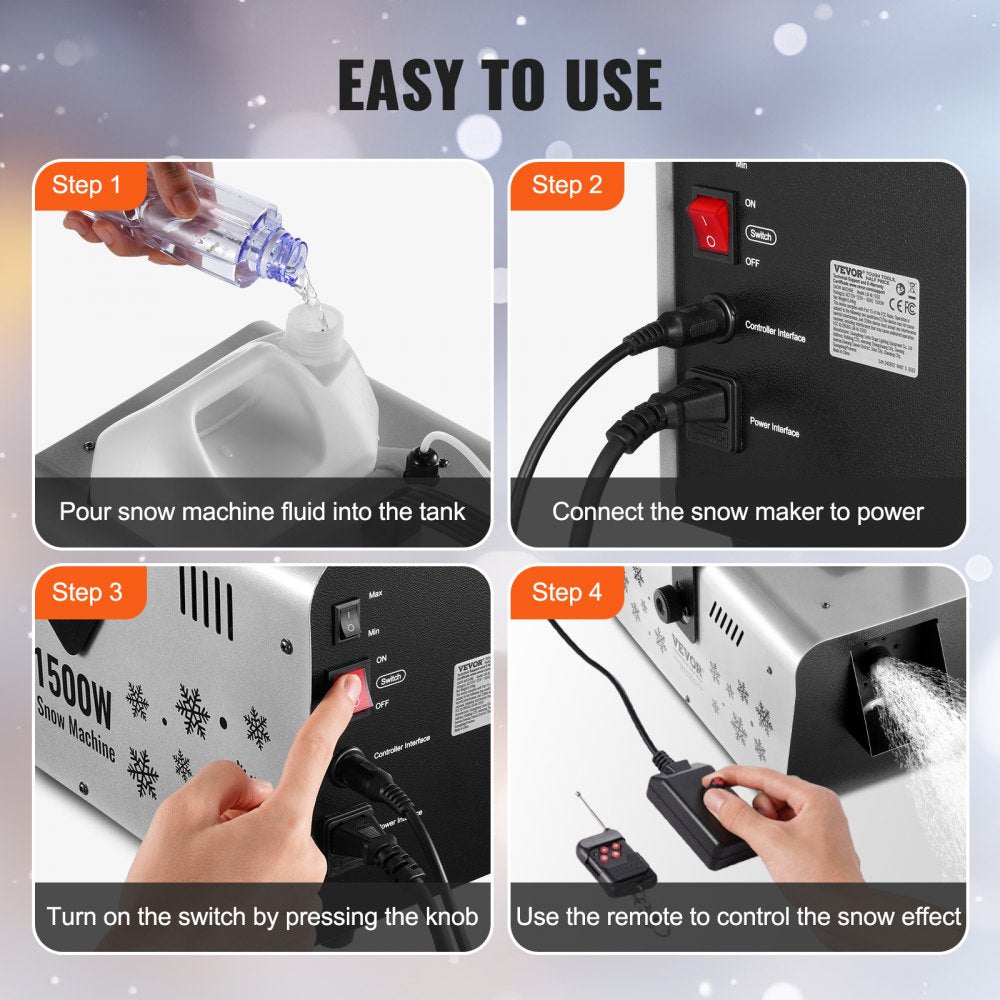 LM-M-1500 - 1500W VEVOR Snow Machine with 5L Tank & 3-5m Range