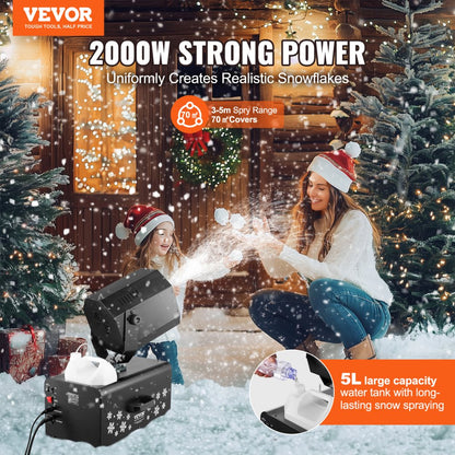 LM-M-2000 - 2000W VEVOR Snow Machine with 90° Oscillation, 5L Tank