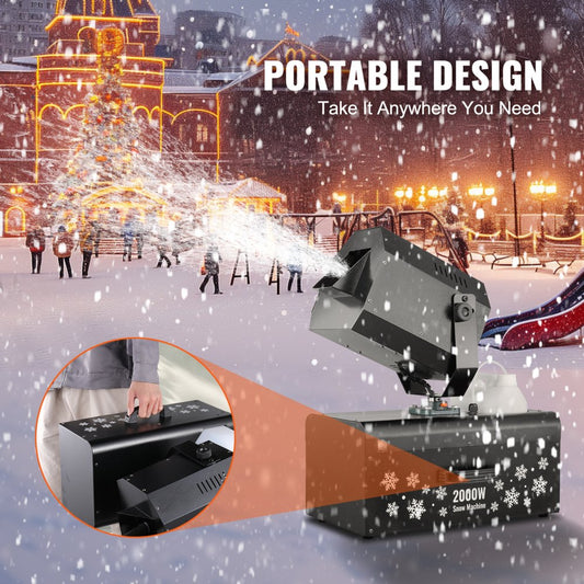 LM-M-2000 - 2000W VEVOR Snow Machine with 90° Oscillation, 5L Tank