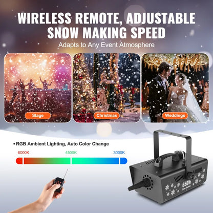 LM-M-650 - 650W Snow Machine with 3-5m Spray Range and Remote Control
